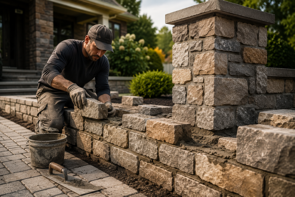 worker working on masonry services